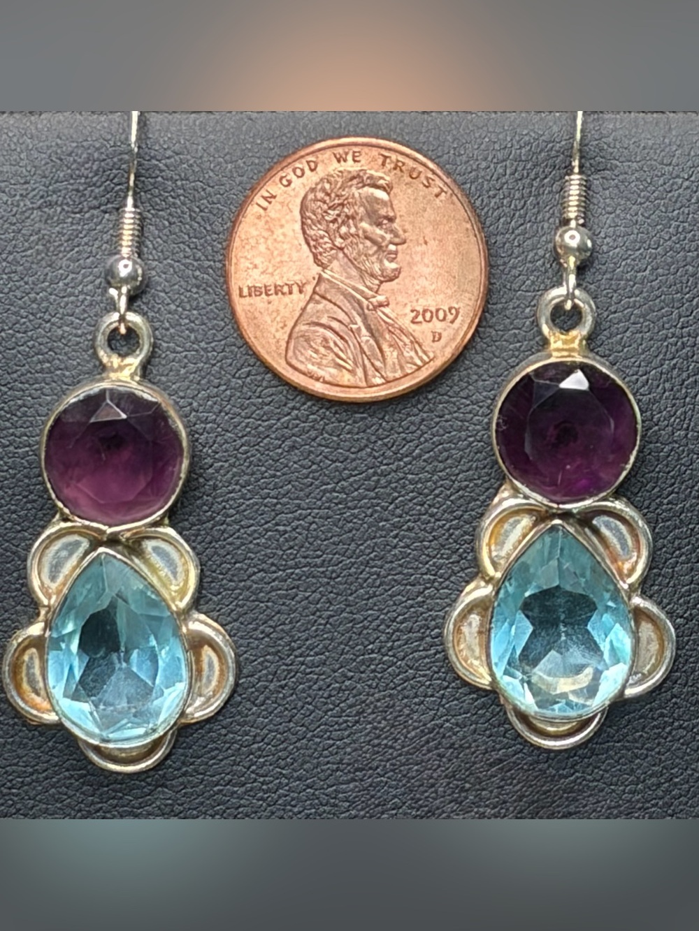 Artisan made Amethyst and Topaz 10.5 grams 925 silver. Beautiful!